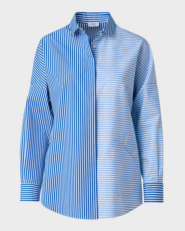 Cotton Poplin Colorblock Kodak-Striped Blouse